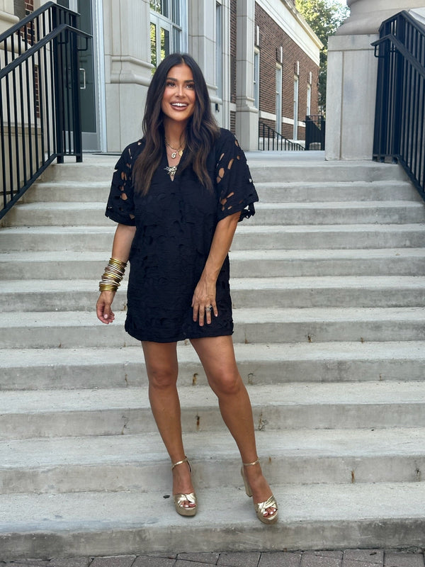 lulu-short-sleeve-mini-caftan-onyx Sophia's StyleApparel & Accessories > Clothing > Dresses > Short Dresses-1